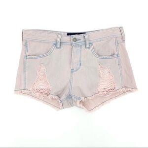 Hollister Pink Distressed Denim Low-Rise Boyfriend Shorts